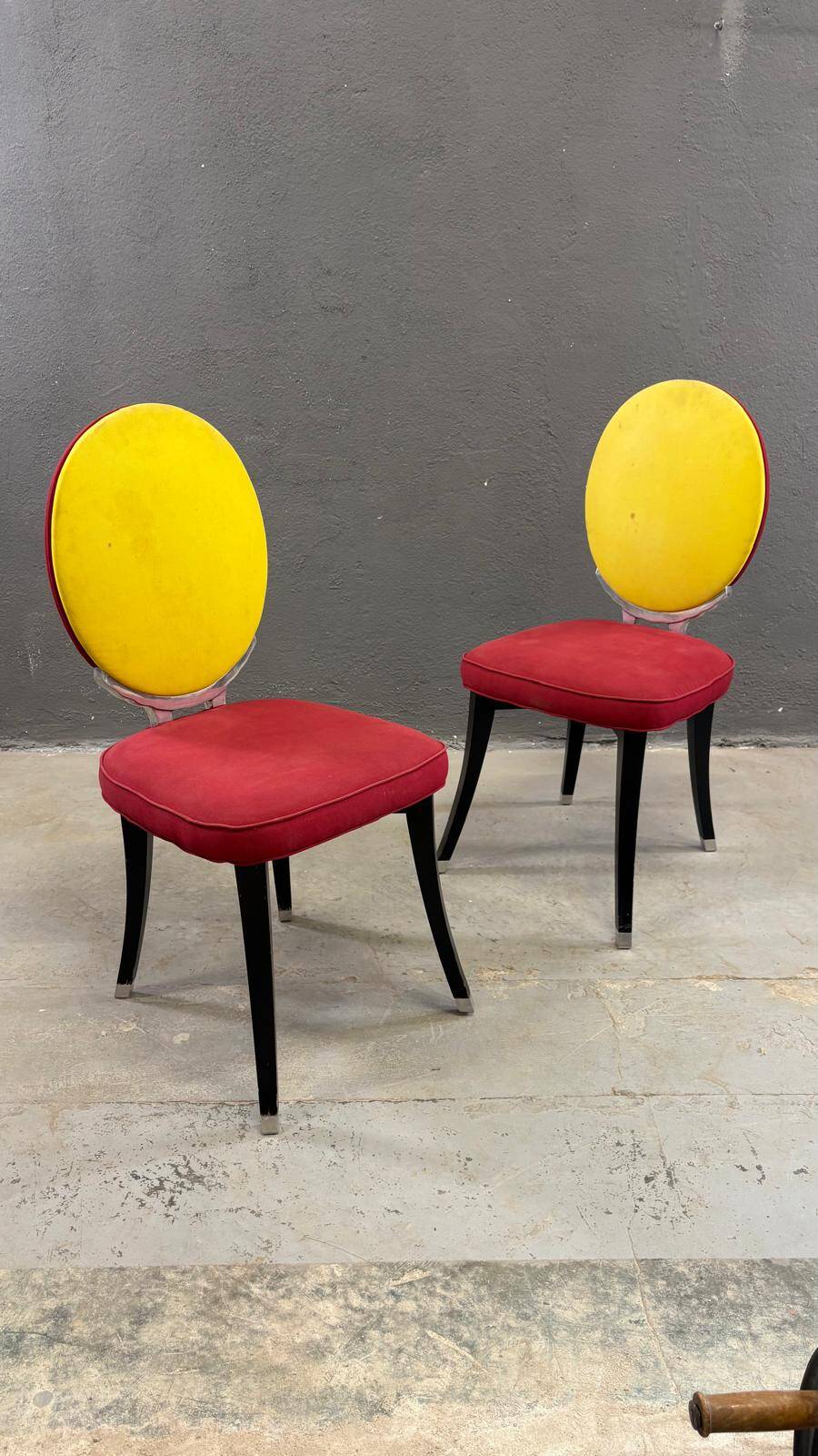 Pair of medallion chairs, Funny Valentine model, by Jean-Charles de Castelbajac, 20th century