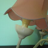 Lasuffed white metal suspension - 3 pink lampshades