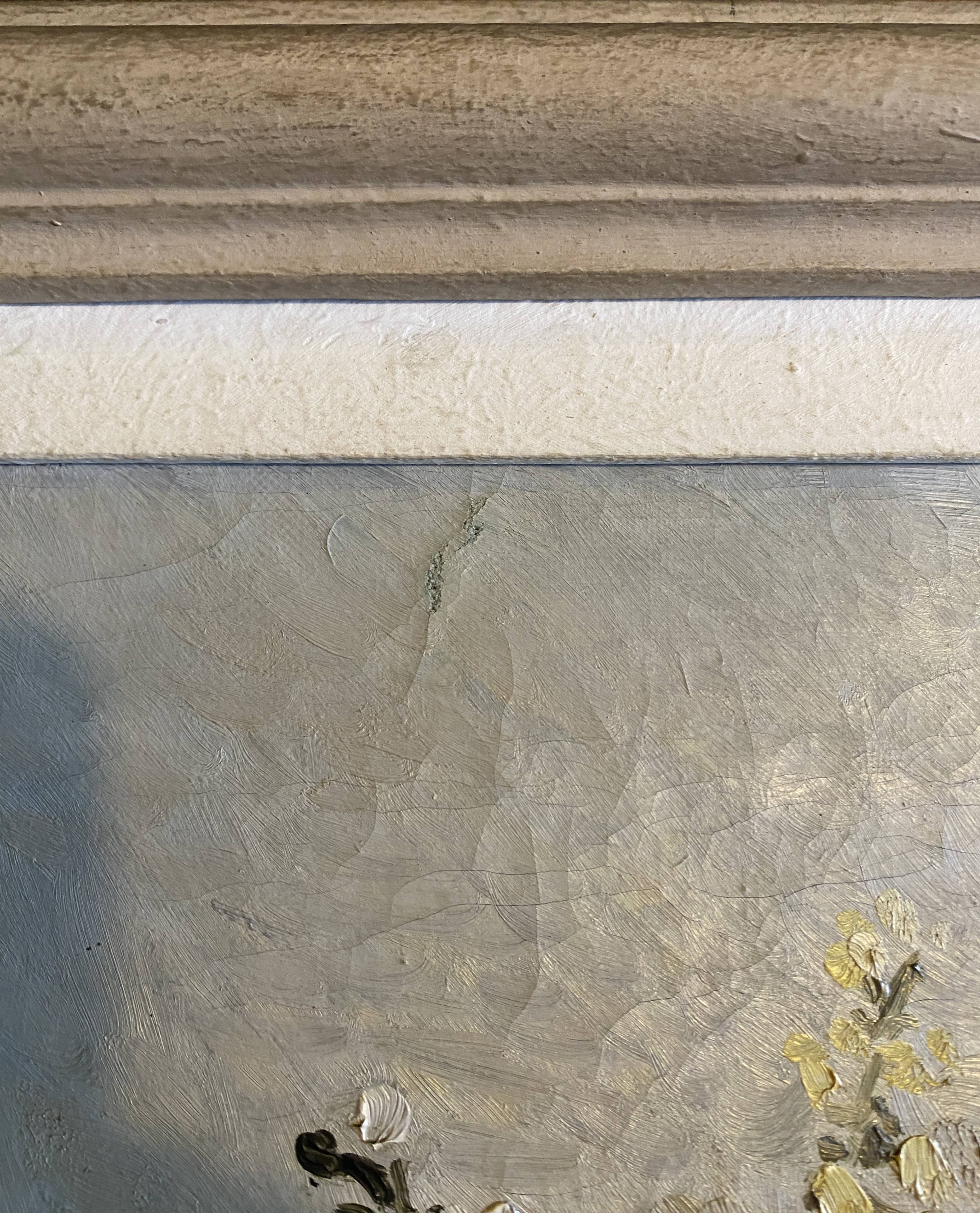 Painting "bouquet of flowers" post impressionist signed a. de luca + frame