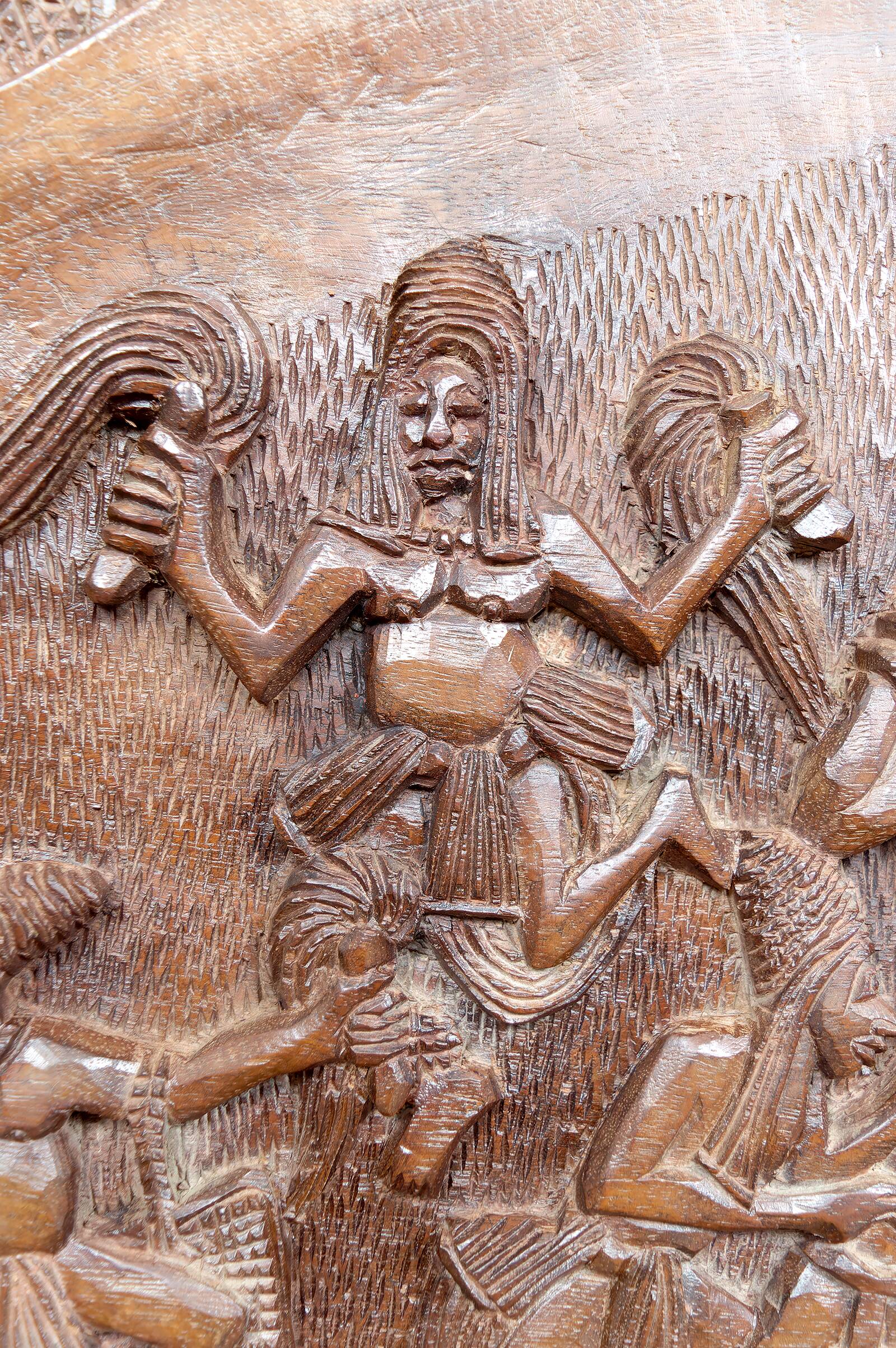 Important Monoxyle Panel, Bamoun Bas-Relief, Cameroon, Circa 1960