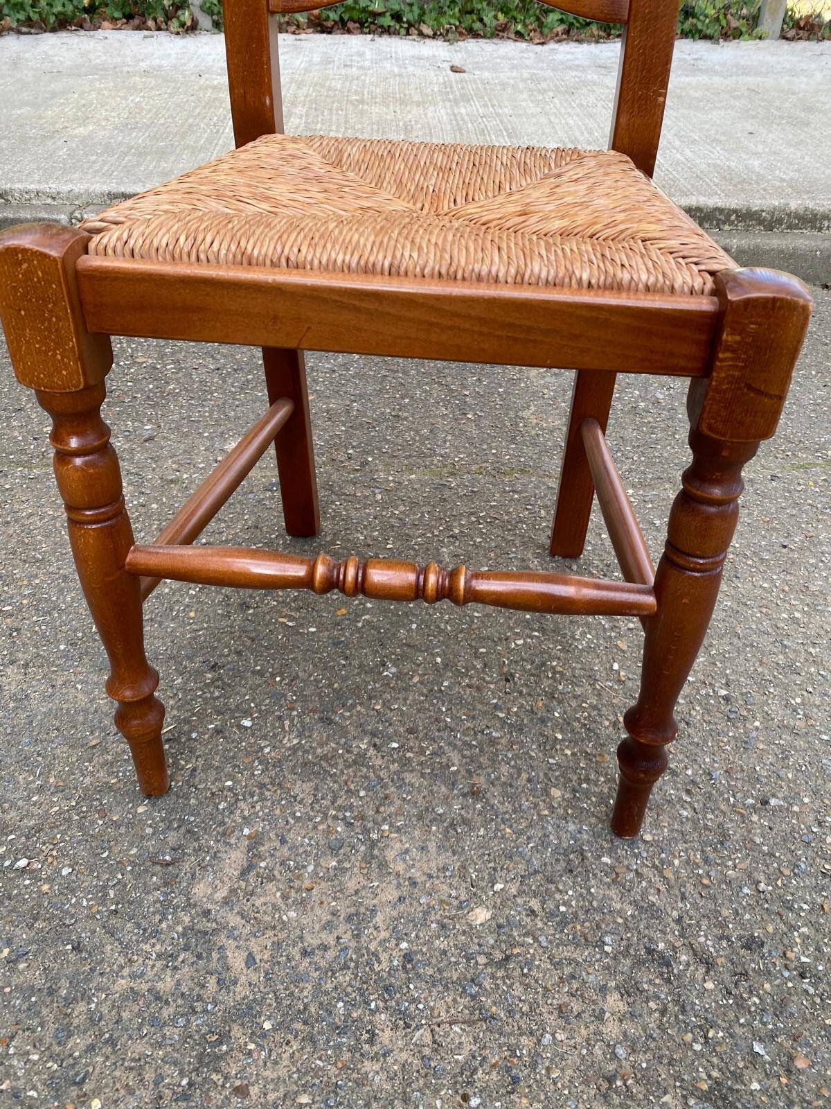 Solid oak chair with rush seat farmhouse style