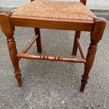 Solid oak chair with rush seat farmhouse style