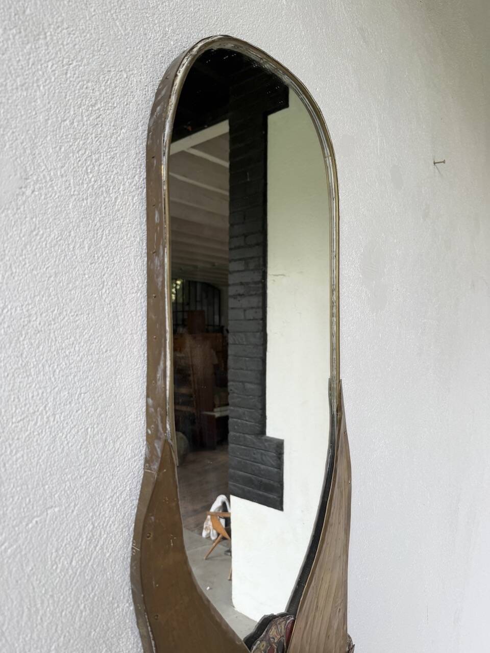 Brass flower oval mirror 1960
