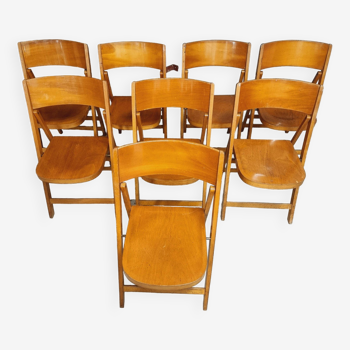 Ensemble de chaises pliantes vintage en bois de hêtre n°8