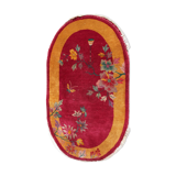 Old Chinese Art Deco handmade carpet 79cm x 134cm 1920s, 1E08