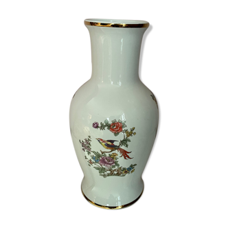 Vase en porcelaine motifs oiseaux et fleurs de Hollohàza Hongrie