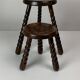 Pair of 2 midcentury brutalist modernist wood turned stools, ca 1950s