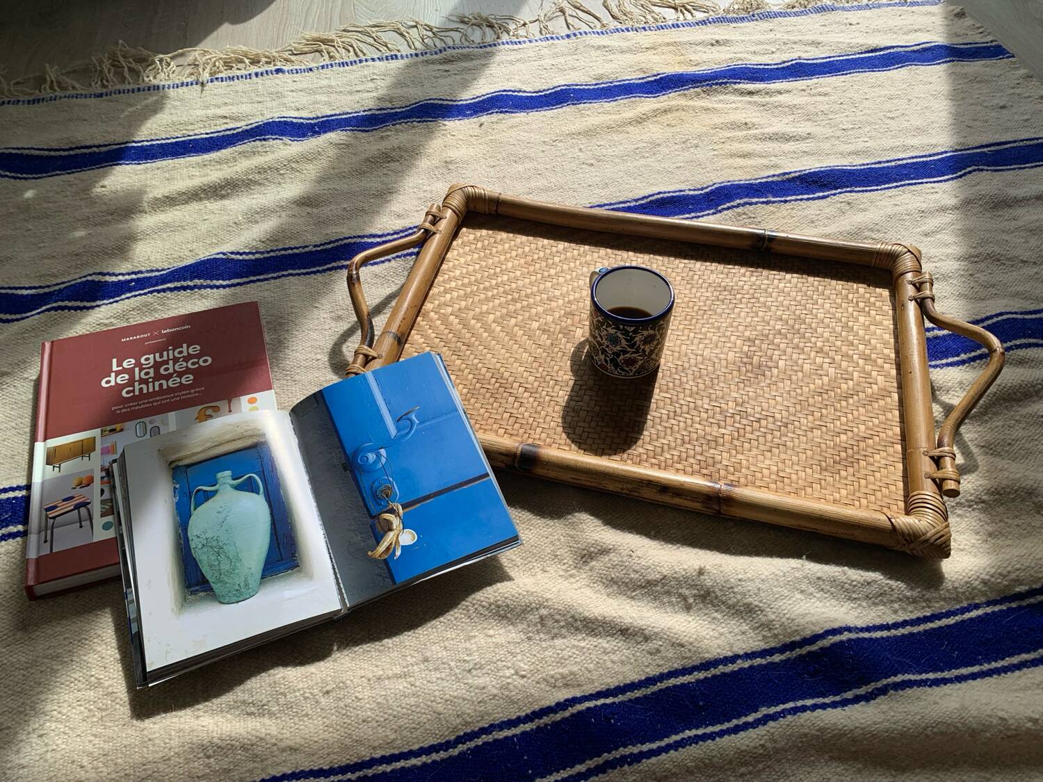 Vintage bamboo and rattan tray