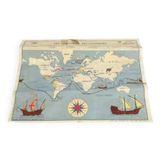 Old double-sided school map, Rossignol edition