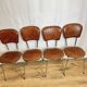 4 chairs in brown skai and chrome metal bases from the 60s