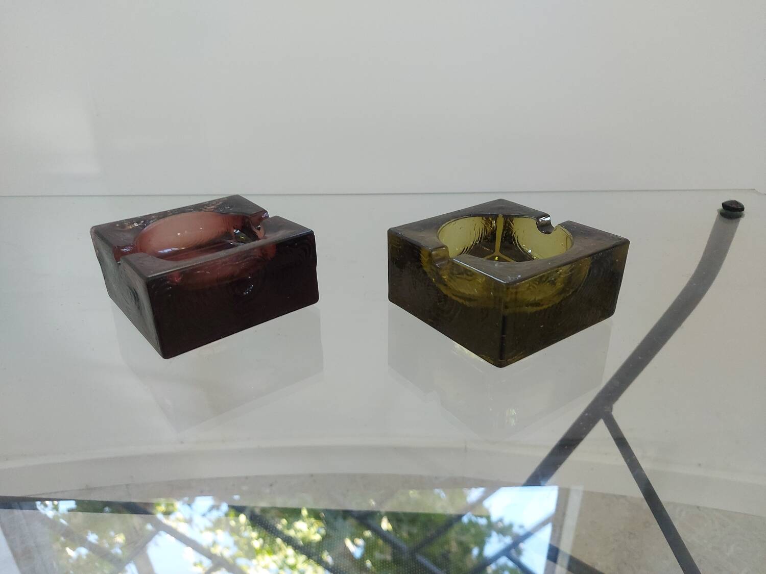 Two vintage glass ashtrays