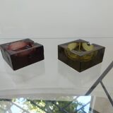 Two vintage glass ashtrays