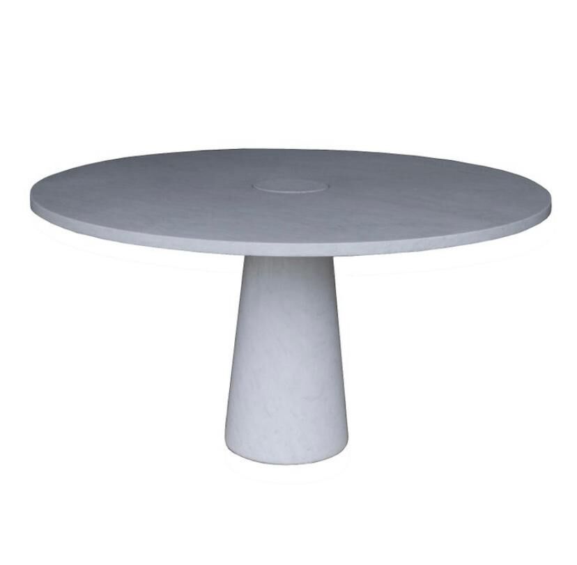 Vintage dining table in white Carrara marble, Italy 1970'