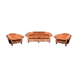Sofa set two armchairs in velvet 40s vintage
