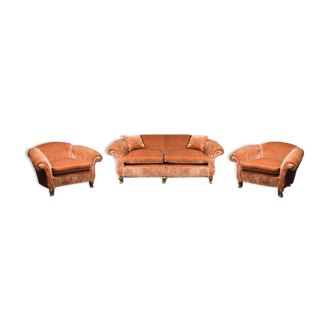 Sofa set two armchairs in velvet 40s vintage