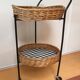 Serving trolley with two wicker / rattan serving trays