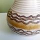 Beige vase ringed neck German ceramic VEB Fat Lava Era