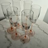 6 vintage rose champagne flutes