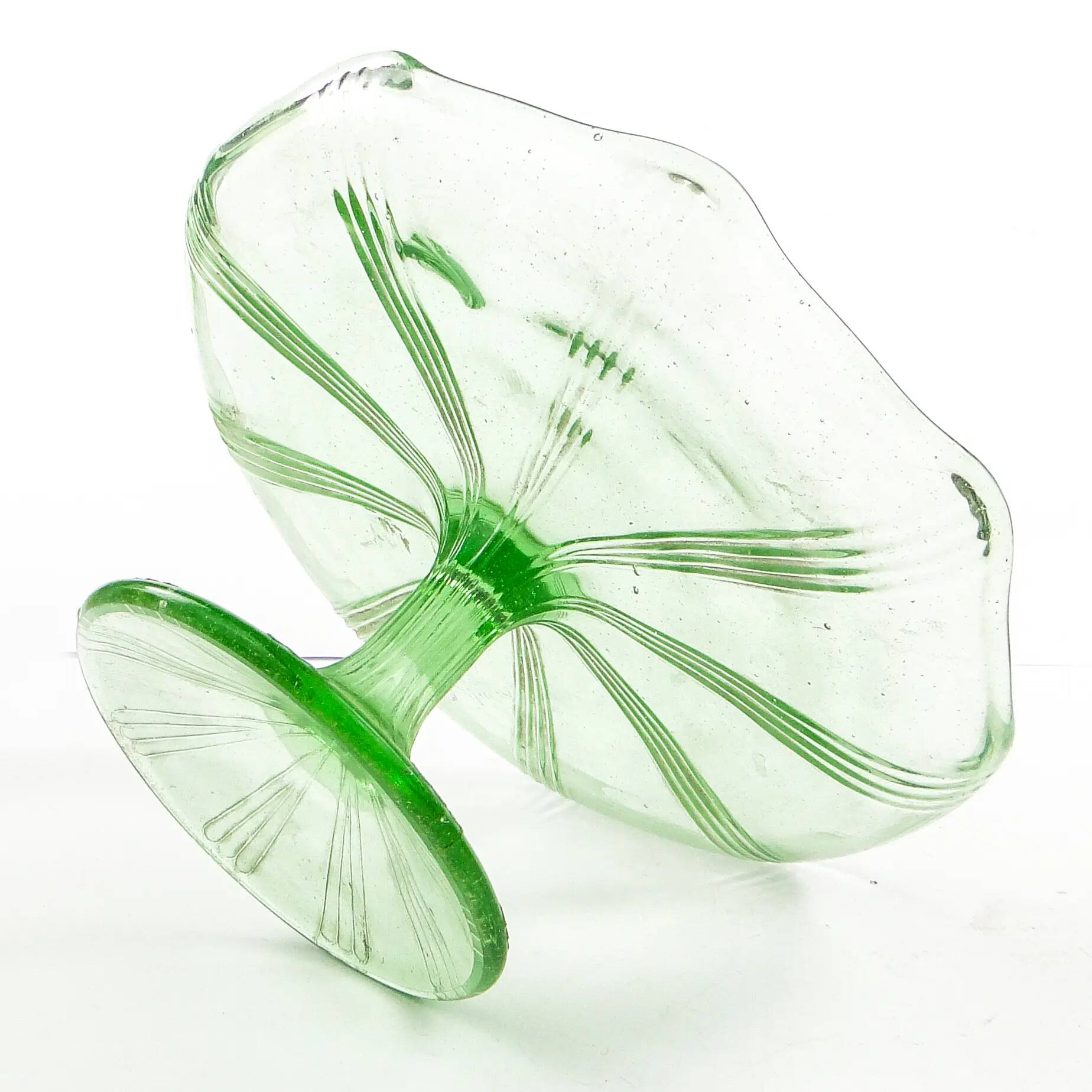 Art Deco cake stand, glass, Ząbkowice, Poland, 1970s