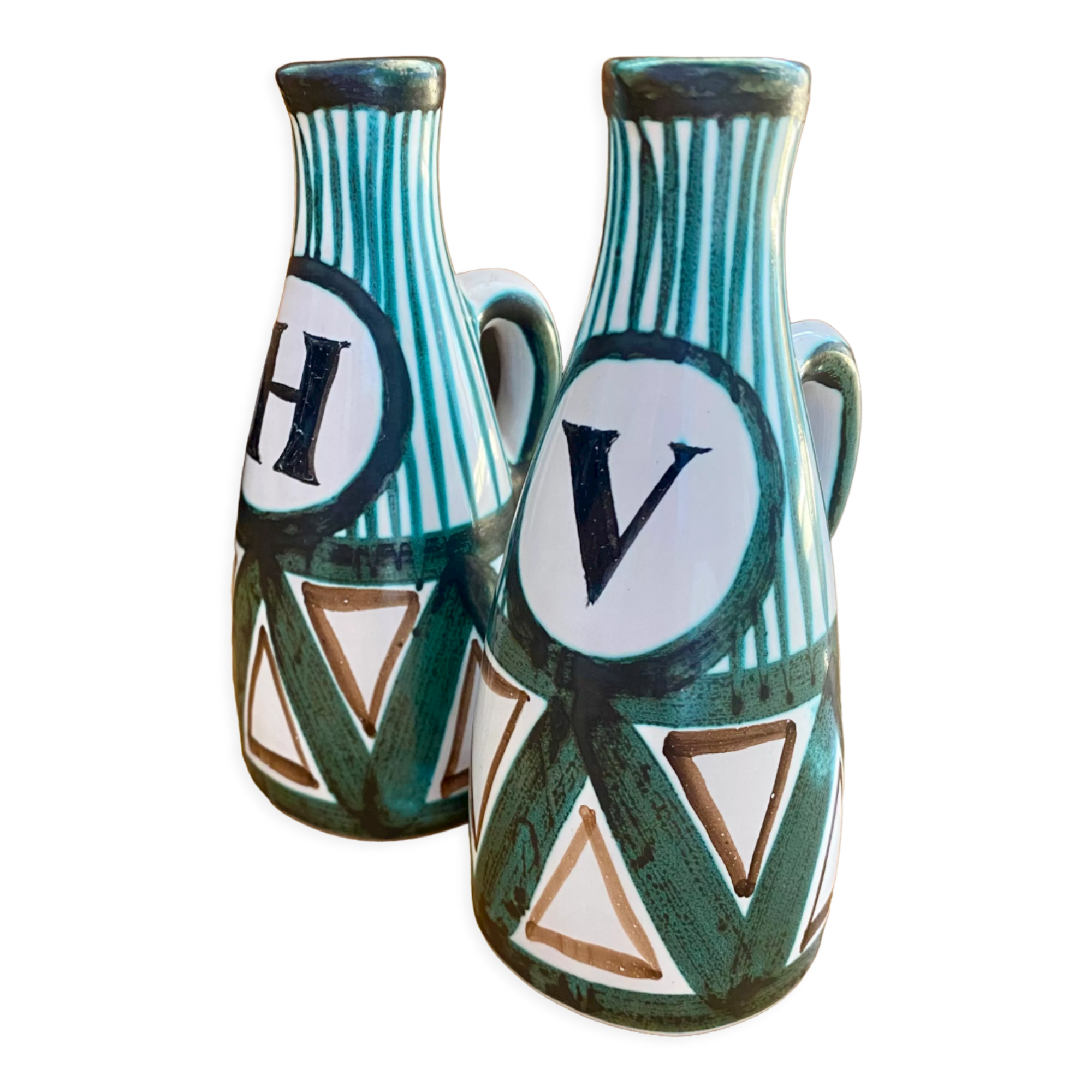 Vinegar oiler, pitchers Robert Picault ceramic Vallauris