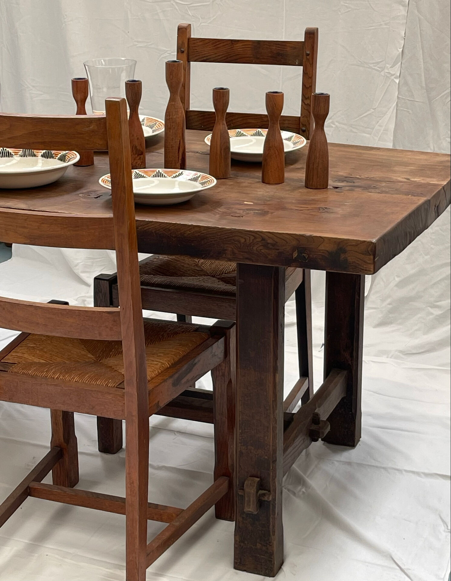 Solid elm farmhouse table