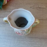 Iridescent ceramic vase floral decoration with double handles made in brazil