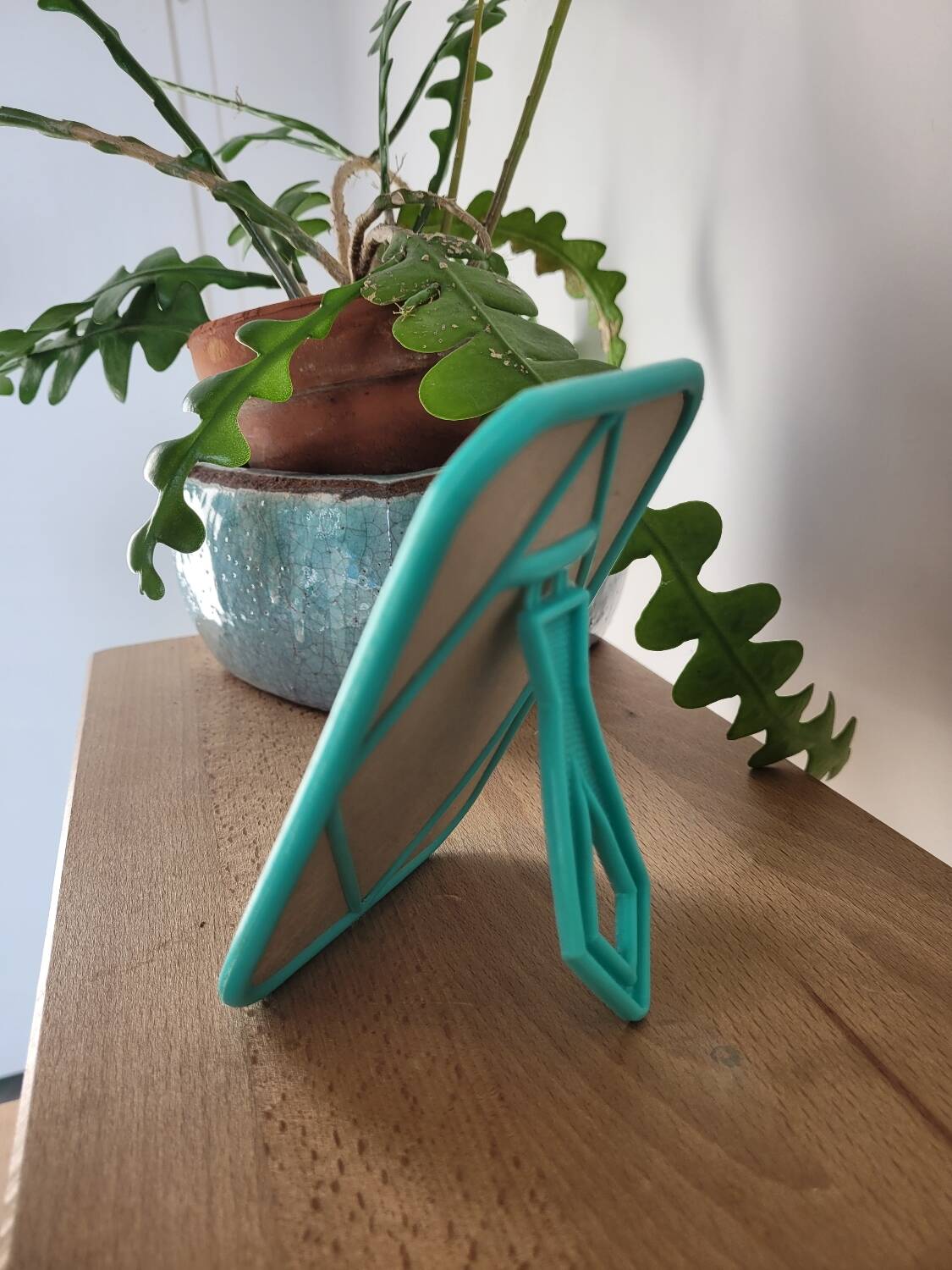 Small turquoise barber mirror