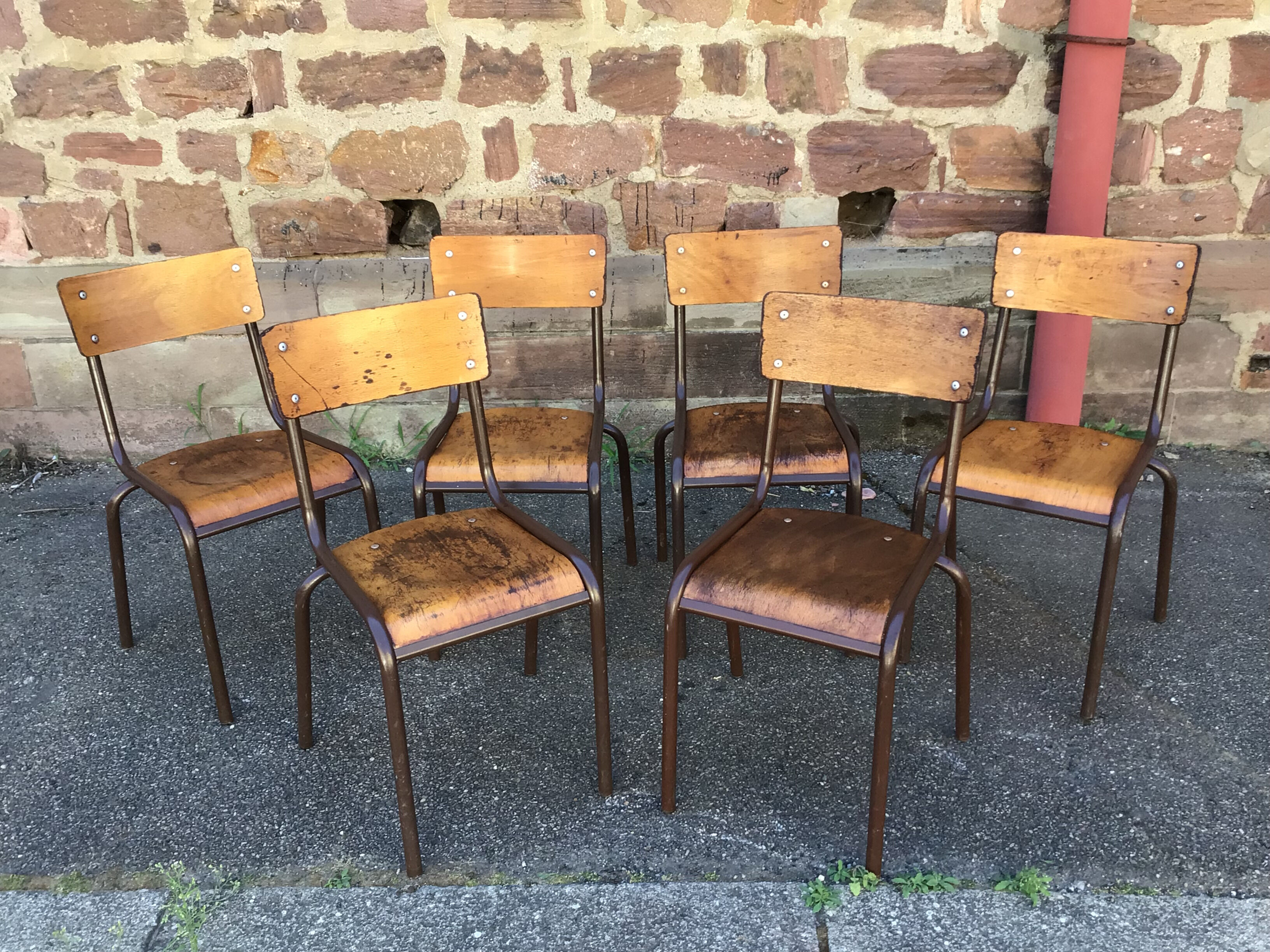 Set of 6 vintage school industrial school chairs