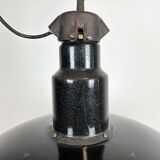 Industrial midcentury black enamel factory lamp, 1950s