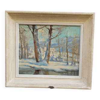 Winter landscape painting