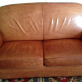 Club sofa in light brown cowhide leather