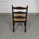 Set of 2 oak, rustic, farmhouse, ladderback dining chairs with rush seats