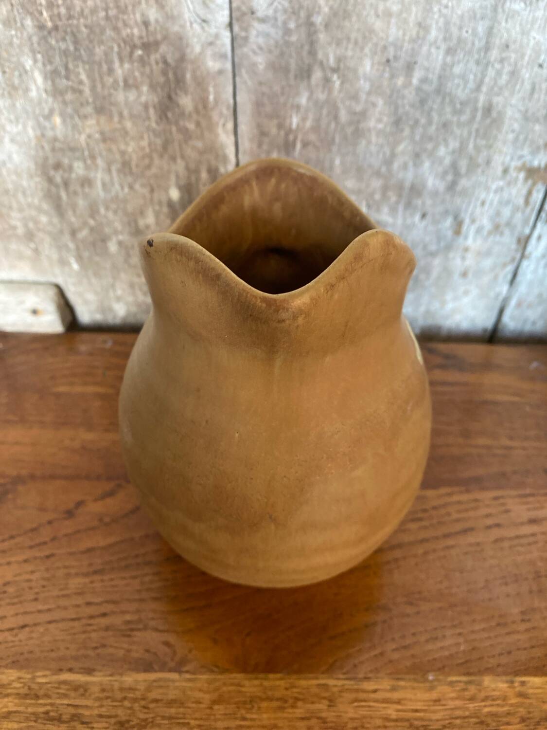 Antique pitcher old beige stoneware made in france vintage