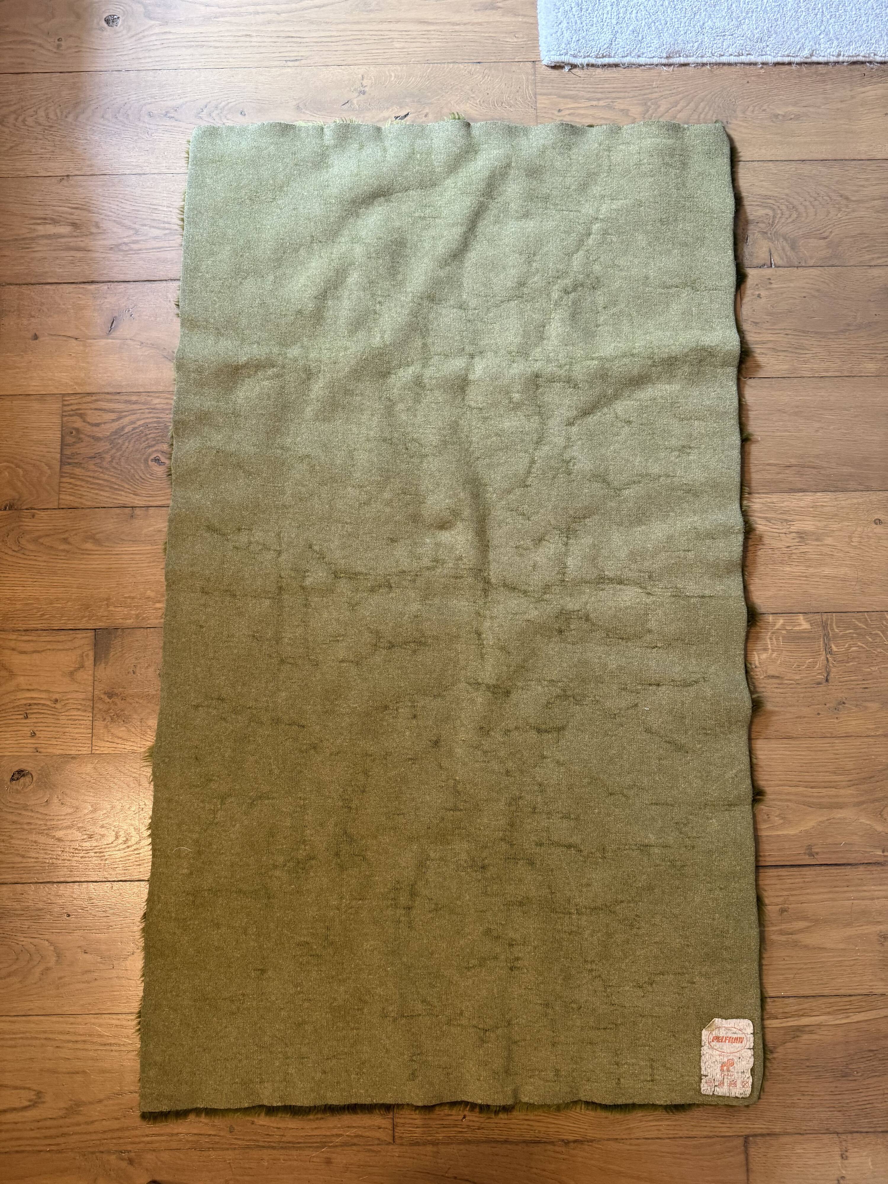 Tapis vintage vert à poils longs Pelfran Crylor