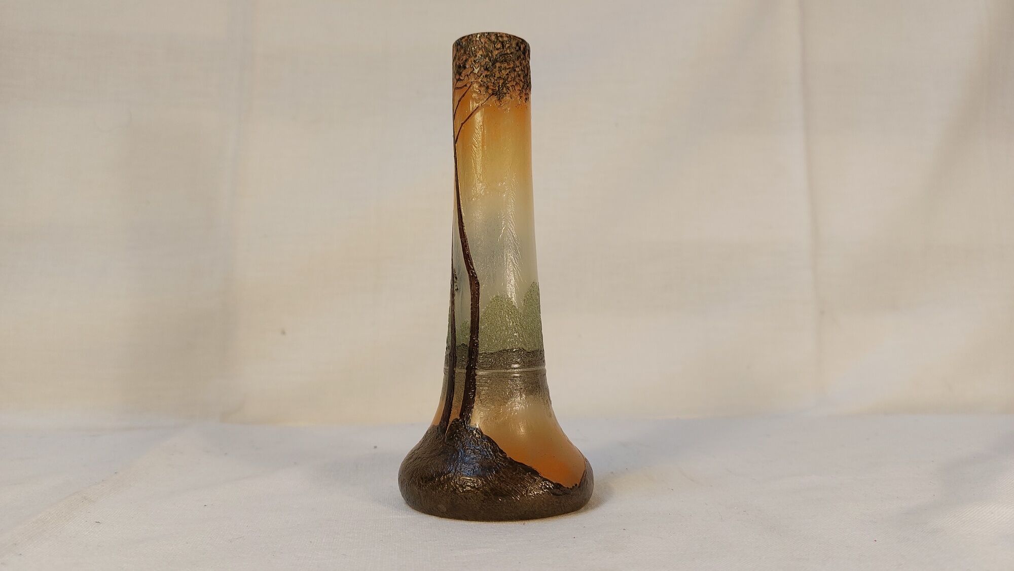 Acid-engraved glass soliflore vase signed Legras - Art Nouveau