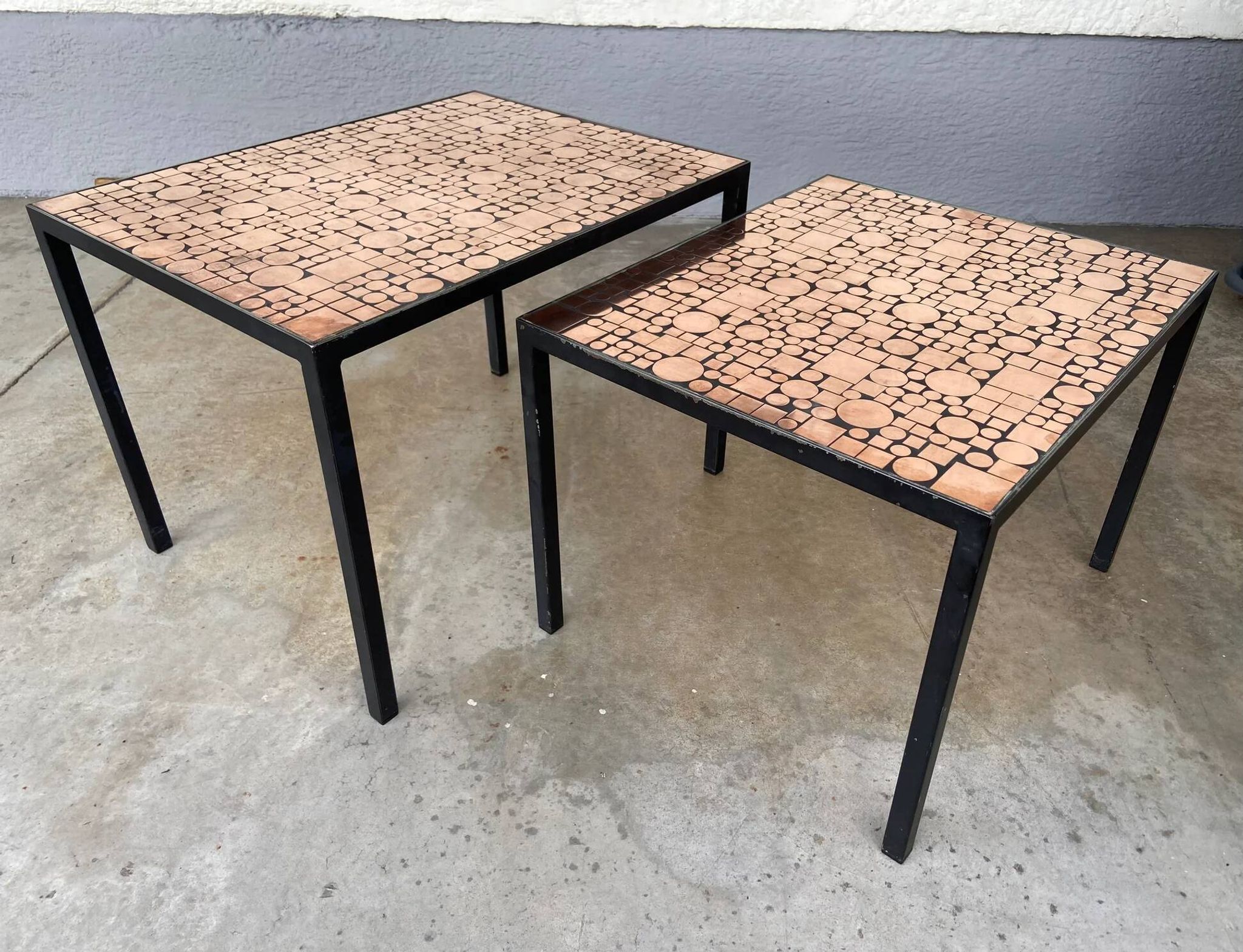 Tables gigognes en cuivre par Herbert Hirche pour Rosenthal, Allemagne, années 1970