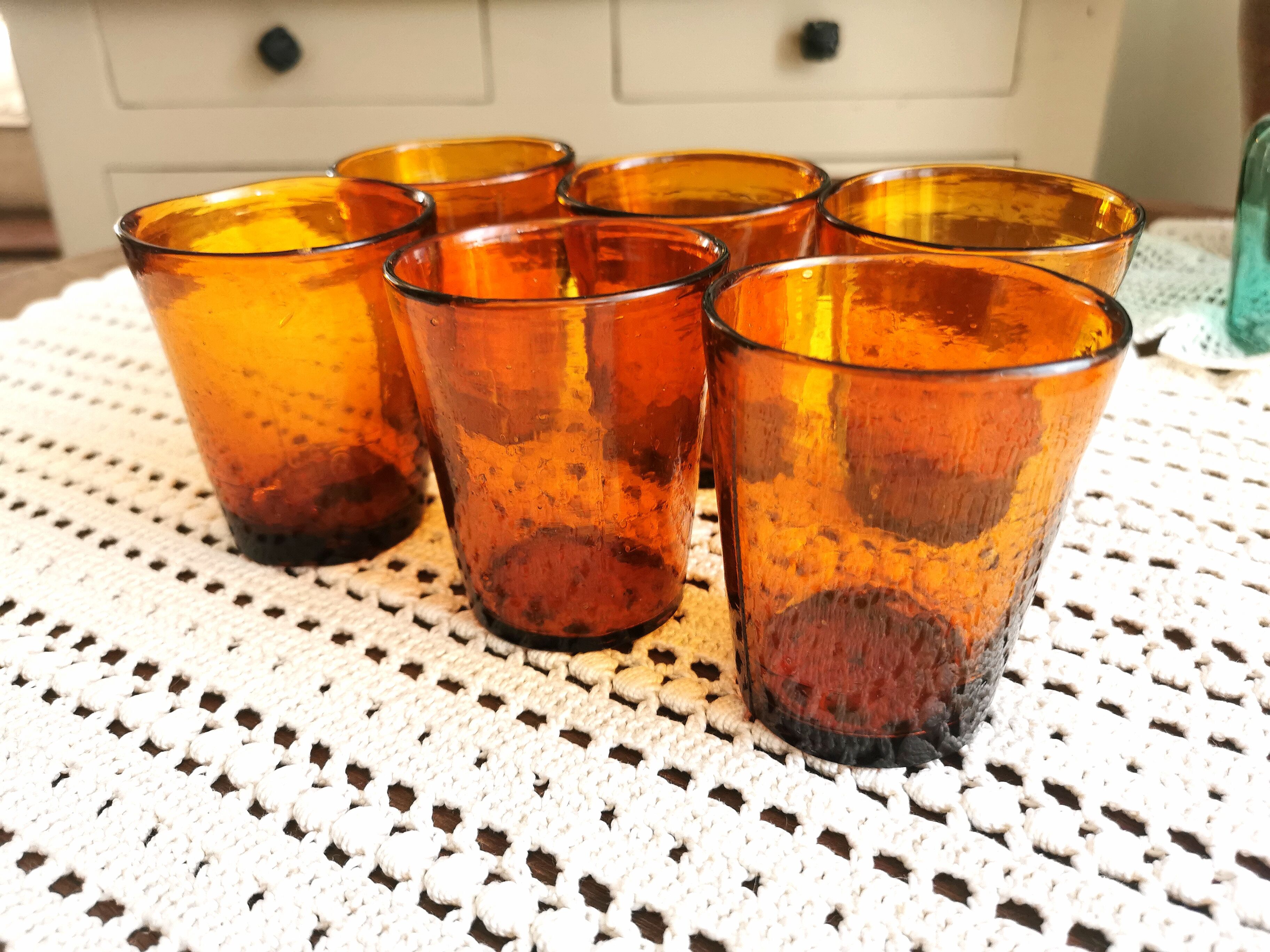 Amber blown glass, 70s