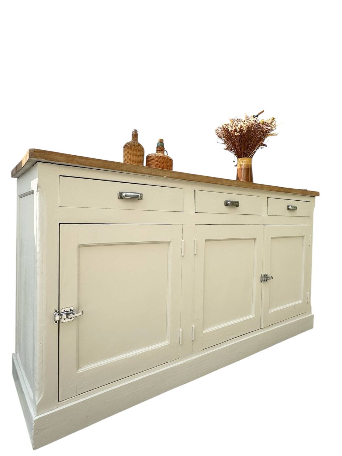 Vintage 3-door wooden sideboard