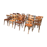 Set of 10 curved wooden bistro chairs