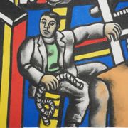 Fernand leger : les constructeurs au palmier, lithographie signée