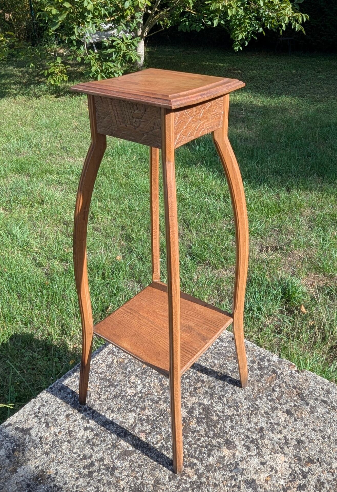 Vintage Art Deco Oak Pedestal – 1930s