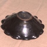 Vintage green and black glazed ceramic fruit cup