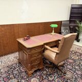 New! - Classic English Desk Partnerdesk Red Leather