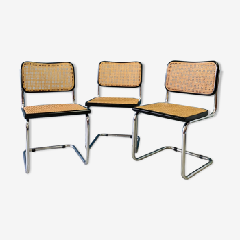 Ensemble de 3 chaises Marcel Breuer B32 noires