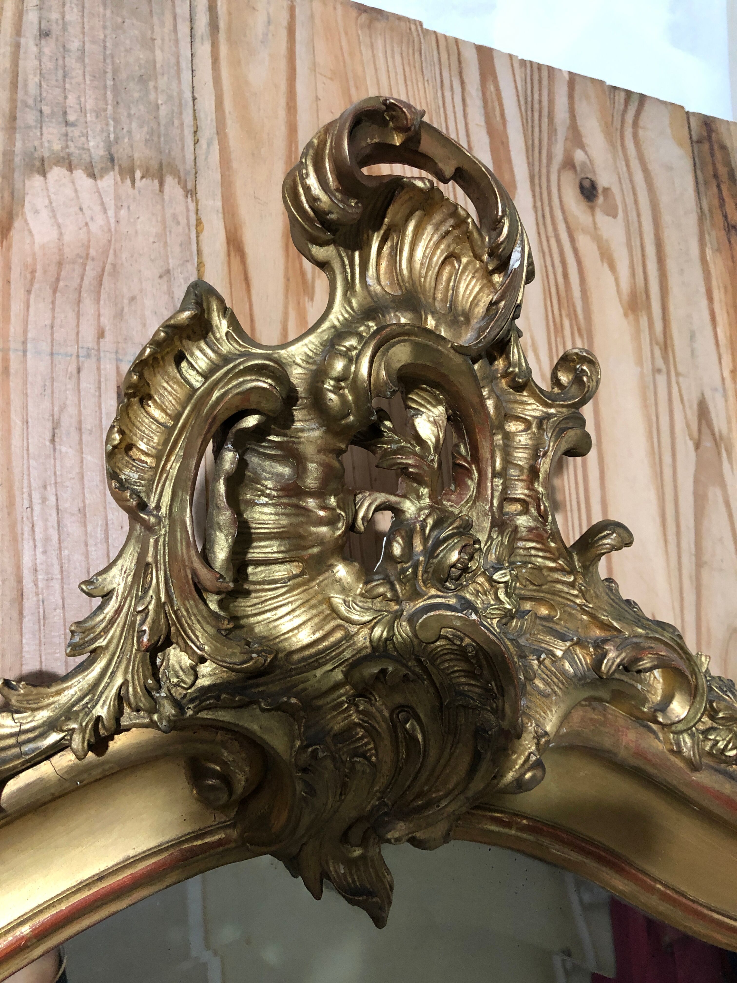 Golden mirror Louis Philippe nineteenth century Louis XV large model 100x170cm