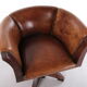 Sheepskin leather desk chair with wooden swivel base, 1970