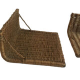 Pair of vintage hanging bedsides in wicker and rattan