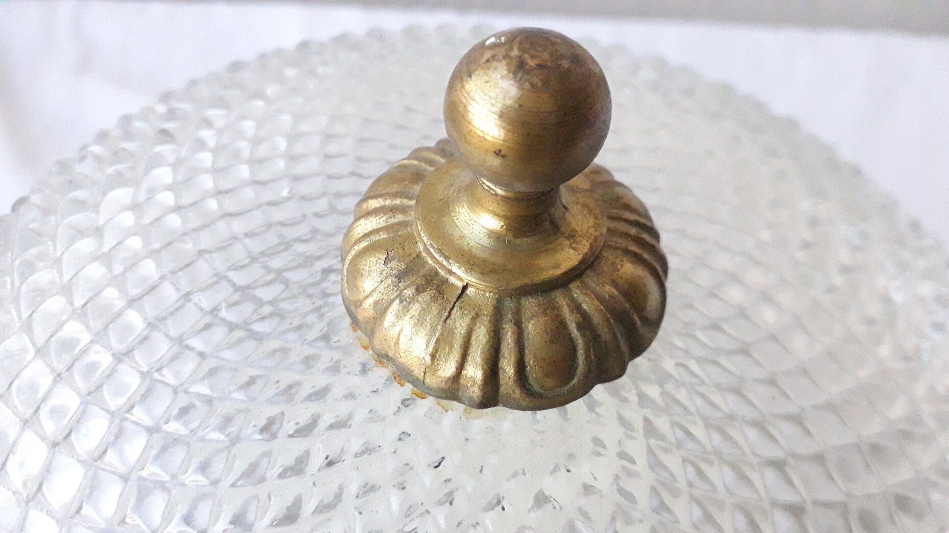 Bronze and glass ceiling lamp