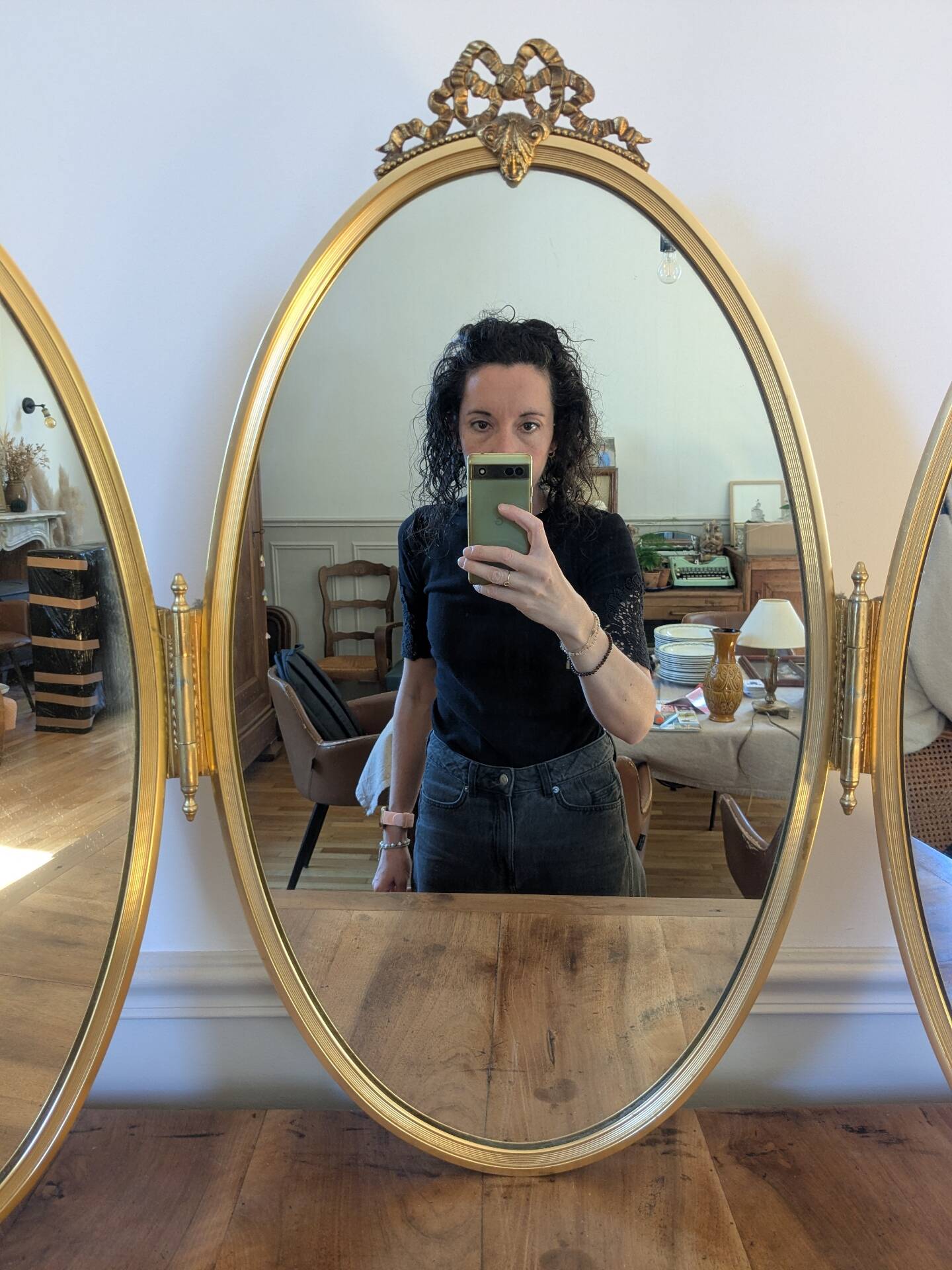 Louis XV style triptych mirror