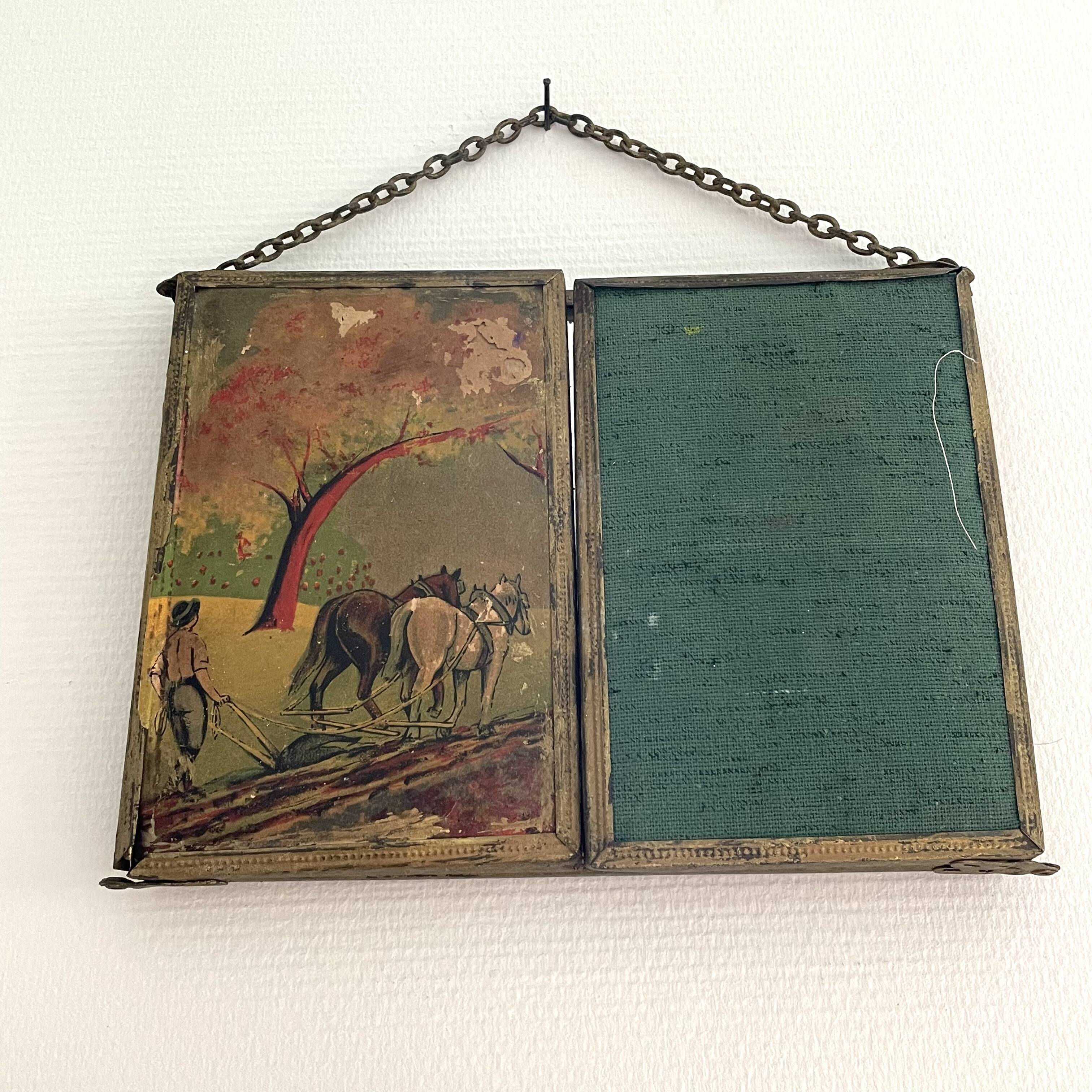Vintage barber tryptic mirror 41x16cm